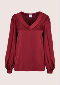 Madeleine Mode Langarmbluse MADELEINE "Satinbluse Elegante Bluse mit V-Ausschnitt", Damen, Gr. 36, rot (portwein), Obermaterial: 100% Polyester PES., Modern, Blusen Langarmbluse