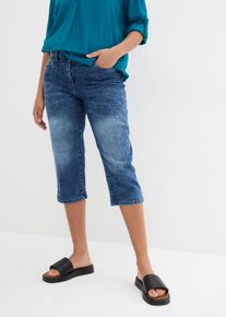 Caprijeans bonprix, Damen, Gr. 48, N-Gr, blau denim, Denim/Jeans, Obermaterial: 82% Baumwolle, 17% Polyester, 1% Elasthan, regular fit, Jeans Caprijeans, figurformende Passform, Regular Fit, mit Komfort-Stretch