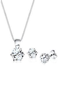 Ohrring und Ketten Set Elli "Schmuckset 925 Sterling Silber, mit Kristallen von Swarovski" Gr. 45, wei&szlig;, Schmuck_Sets, Damen, 45, Ohrring und Ketten Set