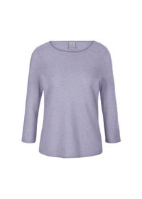 Madeleine Mode Longpullover MADELEINE "Strickpullover Kaschmirpullover mit U-Boot-Ausschnitt", Damen, Gr. 44/46, lila (hellamethyst), Obermaterial: 100% Kaschmir WS., Modern, normal, Pullover Longpullover, Kaschmirpullover mit 3/4 Arm