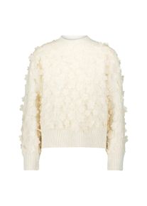 Rundhalspullover Zero "Pullover mit 3 D Bl&uuml;ten", Damen, Gr. 44, beige (eggnog), Obermaterial: 33% Polyester Pol. recyc.. 30% Polyester PES. 25% Polyacryl PAN. 10% Wolle WO. 2% Elasthan EL., Pullover Rundhalspullover