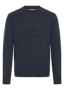 Strickfleece-Pullover Casual Friday "Strickpullover CFANTE", Herren, Gr. L, blau (schwarz navy melange), Obermaterial: 70% Wolle mw. 25% Nylon NY. 5% sonstige Fasern AF., Pullover Strickfleece-Pullover