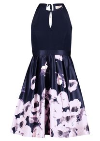 Cocktailkleid Vera Mont "Cocktailkleid mit Blumenprint", Damen, Gr. 38, EURO, bunt (dunkelblau, ros&eacute;), 100% Polyester PES., Kleider Cocktailkleid