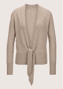 Madeleine Mode Strickjacke MADELEINE "Strickjacke Kaschmir-Strickjacke mit tiefem V-Ausschnitt und Bindeband", Damen, Gr. 36/38, beige (berber, melange), Obermaterial: 100% Kaschmir WS., Modern, normal, Strickjacken Strickjacke