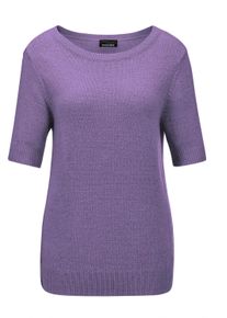 Rundhalspullover GOLDNER "Kurzgr&ouml;&szlig;e Pullover", Damen, Gr. 25, lila (flieder), Obermaterial: 57% Polyacryl PAN. 26% Polyamid PA. 17% Baumwolle CO., normal, U-Boot-Ausschnitt, Rippe, Pullover Rundhalspullover, Rippenb&uuml;ndchen