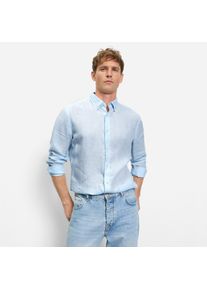 Langarmhemd OLYMP, Damen, Gr. M, N-Gr, hellblau, Web, Obermaterial: 100% Leinen, regular fit, 1-Knopf-Manschette, Hemden Langarmhemd, Casual, Button-down-Kragen, regular fit, Leinen