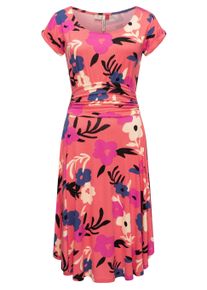 Sommerkleid Ragwear "Sommerkleid Yvone Flowers", Damen, Gr. XXL, N-Gr, rot (coral), Obermaterial: 95% Viskose CV. 5% Elasthan EL., Kleider Sommerkleid