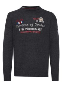 Strickfleece-Pullover FQ1924 "Strickpullover FQErlo", Herren, Gr. L, grau (charcoal mix), Obermaterial: 50% Baumwolle CO. 50% Polyacryl PAN., Pullover Strickfleece-Pullover