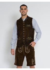 Trachtenweste JCC "Trachtenweste 31023206", Herren, Gr. 50, braun (schwarz braun), Obermaterial: 50% Ziegenveloursleder GOVL. 50% Baumwolle CO. Futter: 100% Baumwolle CO., Westen Trachtenweste