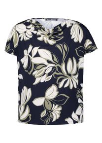 Kurzarmshirt Betty Barclay "Printshirt mit Wasserfallausschnitt", Damen, Gr. 44, bunt (dunkelblau, gr&uuml;n), Obermaterial: 95% Polyester PES. 5% Elasthan EL., Shirts Kurzarmshirt