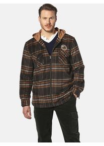 Outdoorhemd Jan Vanderstorm "Outdoorhemd FAAPE", Damen, Gr. L, weit, blau (braun kariert), Obermaterial: 100% Polyester COOLMAX PES(Coolmax)., Jacken Outdoorhemd