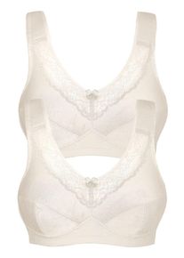 Entlastungs-BH SuSa "2er Pack Entlastungs BH ohne B&uuml;gel Basic", Damen, Gr. 90, Cup G, beige (puder puder), Obermaterial: 55% Polyamid PA. 39% Baumwolle CO. 6% Elasthan EL., BHs Entlastungs-BH