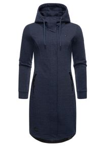 Kapuzensweatjacke Ragwear "Kurzmantel Letti Long", Damen, Gr. 3XL, blau (navy), Obermaterial: 54% Polyester PES. 41% Baumwolle CO. 5% Viskose CV., Sweatjacken Kapuzensweatjacke
