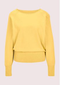 Madeleine Mode Longpullover MADELEINE "Pullover Basic Strickpullover mit Fledermaus&auml;rmeln", Damen, Gr. 48, gold (goldgelb, melange), Obermaterial: 46% Modal CMD. 40% Polyacryl PAN. 14% Polyamid PA., Modern, figurumspielend, Pullover Longpullover