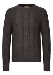 Strickfleece-Pullover Blend "Strickpullover BHBASIM", Herren, Gr. M, grau (charcoal mix), Obermaterial: 50% Baumwolle CO. 47% Polyacryl PAN. 3% Nylon NY., Pullover Strickfleece-Pullover