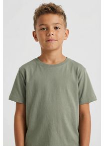 T-Shirt name it "NMMVOBBO SS NREG TOP NOOS", Jungen, Gr. 122/128, shadow, Jersey, Obermaterial: 100% Baumwolle, unifarben, normal normal, Rundhals, Shirts T-Shirt
