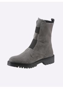Stiefelette Heine, Damen, Gr. 38, grau, Leder, Veloursleder, Schuhe Stiefelette