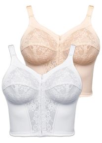 Entlastungs-BH SuSa "2er Pack Longline BH Classics", Damen, Gr. 85, Cup A, bunt (beige wei&szlig;), Obermaterial: 65% Polyamid PA. 25% Elasthan EL. 10% Baumwolle CO., BHs Entlastungs-BH