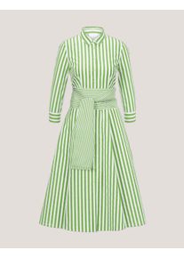 Madeleine Mode Sommerkleid MADELEINE "Kleid Gestreiftes Hemdblusenkleid mit Bindesch&auml;rpe", Damen, Gr. 42, N-Gr, gr&uuml;n (kiwi, wei&szlig;), Obermaterial: 91% Baumwolle CO. 9% Polyamid PA., Modern, normal, Kleider Sommerkleid