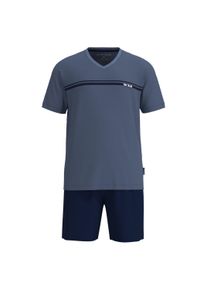 Schlafanzug Tom Tailor "Pyjama Shorty V-Ausschnitt", Herren, Gr. L, blau, Obermaterial: 100% Baumwolle CO., Homewear-Sets Schlafanzug