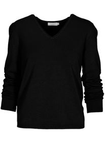 Strickpullover Clarina "BRITTA", Damen, Gr. 42, schwarz, Obermaterial: 70% Viskose, 30% Polyamid., unifarben, comfort fit, V-Ausschnitt, Pullover Strickpullover, Viskose-Polyamid Mischung