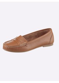 Slipper Casual Looks, Damen, Gr. 42, cognac, Leder, Schuhe Slipper