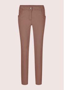 Madeleine Mode Stoffhose MADELEINE "Hose Schlanke Five-Pocket mit Stretch-Komfort", Damen, Gr. 38, N-Gr, braun (tabakbraun), Obermaterial: 71% Baumwolle CO. 26% Modal CMD. 3% Elasthan EL., Hosen Stoffhose