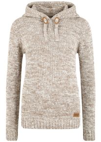 Strickjacke oxmo "Strickpullover OXPhilia", Damen, Gr. XL, beige (dune), Obermaterial: 100% Baumwolle CO., Pullover Strickjacke