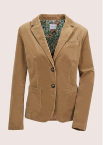 Madeleine Mode Jackenblazer MADELEINE "Samtblazer Samtblazer mit Stretch-Komfort", Damen, Gr. 46, beige (berber), Obermaterial: 98% Baumwolle CO. 2% Elasthan EL., Modern, Blazer Jackenblazer, Sportsamt Blazer