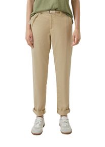 Chinohose s.Oliver, Damen, Gr. 46, N-Gr, beige, Web, Obermaterial: 98% Baumwolle, 2% Elasthan. Futter: 100% Baumwolle, unifarben, regular fit kn&ouml;chellang, Hosen Chinohose, mit G&uuml;rtel