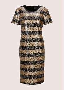 Madeleine Mode Cocktailkleid MADELEINE "Paillettenkleid Elegantes Shirtkleid im Streifen-Look", Damen, Gr. 48, N-Gr, schwarz (schwarz, multicolor), Obermaterial: 95% Polyester PES. 5% Elasthan EL., Modern, Kleider Cocktailkleid, Allover-Pailletten