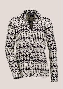 Madeleine Mode Langarmbluse MADELEINE "Hemdbluse Elegantes Blusenshirt mit V-Ausschnitt", Damen, Gr. 42, schwarz (schwarz, wollwei&szlig;), Obermaterial: 100% Viskose CV., Modern, normal, Blusen Langarmbluse