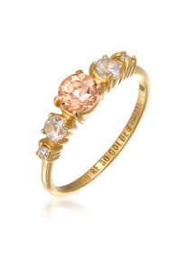 Silberring HAZE & GLORY "Ring Laborgez&uuml;chtete Diamanten (0.03 ct) Morganit 375 Gelbgold" Gr. 56, gold, Fingerringe, Damen, 56, Gelbgold 375, Silberring