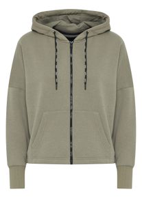 Sweatjacke oxmo "Sweatjacke OXSanice", Damen, Gr. L, gr&uuml;n (vetiver), Obermaterial: 55% Polyester PES. 45% Baumwolle CO., Sweatjacken Sweatjacke