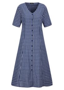 Sommerkleid GOLDNER "Baumwollkleid mit Karo-Muster", Damen, Gr. 46, N-Gr, blau (blau, wei&szlig;, gemustert), Obermaterial: 100% Baumwolle CO., Kleider Sommerkleid, durchgehende Knopfleise