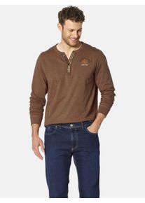 Langarm-Poloshirt Babista "Langarmshirt DANIVECCI", Herren, Gr. XL, braun, Obermaterial: 100% Baumwolle CO., Shirts Langarm-Poloshirt