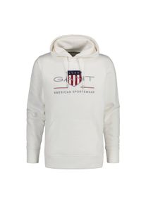 Sweatshirt Gant "Sweatshirt REGULAR ARCHIVE SHIELD HOODIE", Herren, Gr. XL, wei&szlig; (ecru), Obermaterial: 78% Baumwolle CO. 22% Polyester PES., Sweatshirts Sweatshirt