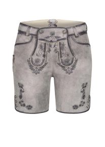 N&uuml;bler Trachtenlederhose N&Uuml;BLER "Lederhose kurz Tiana", Damen, Gr. 42, EURO, silber, Obermaterial: 100% Lammleder LEL., Hosen Trachtenlederhose