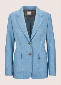 Madeleine Mode Longblazer MADELEINE "Wollblazer Eleganter Businessblazer mit Reverskragen", Damen, Gr. 36, blau (stahlgrau, rauchblau), Obermaterial: 53% Wolle WO. 34% Polyester PES. 12% Polyamid PA. 1% Elasthan EL., Modern, normal, Blazer Longblazer