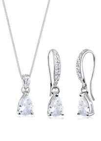 Ohrring und Ketten Set Elli "Schmuckset Ohrh&auml;nger und Anh&auml;nger mit Zirkonia 925 Sterling Silber" Gr. 45, wei&szlig;, Schmuck_Sets, Damen, Blacklist, Silber 925 (Sterlingsilber), Ohrring und Ketten Set