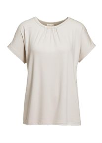 Langarm-Poloshirt GOLDNER "Bequemes Rundhalsshirt aus gl&auml;nzender Qualit&auml;t", Damen, Gr. 42, beige (sand), Obermaterial: 91% Modal CMD. 9% Elasthan EL., normal, Sonstiges, Shirts Langarm-Poloshirt, Ohne
