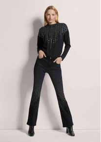 Madeleine Mode Regular-fit-Jeans MADELEINE "Jeans Bootcut-Jeans mit Strass-Deko", Damen, Gr. 21, N-Gr, schwarz, Obermaterial: 83% Baumwolle CO. 15% Polyester PES. 2% Elasthan EL., Jeans Regular-fit-Jeans