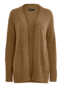 Strickjacke oxmo "Strickjacke OXSally", Damen, Gr. L, beige (tannin melange), Obermaterial: 62% Polyacryl PAN. 28% Polyamid PA. 8% Wolle WO. 2% Elasthan EL., unifarben, h&uuml;ftlang, Strickjacken Strickjacke