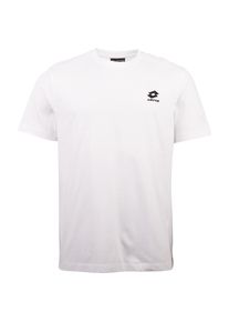 T-Shirt Lotto, Herren, Gr. S (44/46), wei&szlig; (hellwei&szlig;), 100% Baumwolle, unifarben, Rundhals, gerader Abschluss, Shirts T-Shirt, - mit dezenter Logostickerei