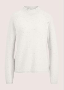 Madeleine Mode Longpullover MADELEINE "Strickpullover Glanzvoller Wollpullover mit Glattstrick", Damen, Gr. 40/42, wei&szlig; (wollwei&szlig;, goldfarben), Obermaterial: 88% Schurwolle WV. 10% Kaschmir WS. 1% metallisierte Fasern MTF. 1% Polyamid PA., Modern, Pullover Longpullover, mit metallischen Garn