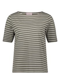 3/4-Arm-Shirt Betty Barclay "Ringelshirt mit U-Boot-Ausschnitt", Damen, Gr. 48, gr&uuml;n (khaki, cream), Obermaterial: 95% Baumwolle CO. 5% Elasthan EL., Shirts 3/4-Arm-Shirt