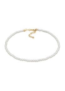 Fu&szlig;kette Elli "Fu&szlig;schmuck Perlen Synthetisch Klassik Basic 925 Silber" Gr. 22, gold, Fu&szlig;ketten, Damen, Silber 925 (Sterlingsilber), Fu&szlig;kette