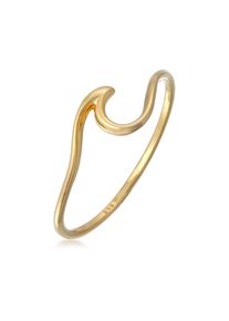 Silberring Elli Premium "Ring Wellen Wave Strand Maritim 375 Gelbgold" Gr. 54, gold, Fingerringe, Damen, 54, Gelbgold 585, Silberring
