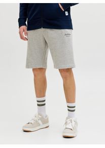 Jack & Jones Laufshorts JACK & JONES "JPSTGORDON ARCHIVE SWEAT SHORTS MID SN", Damen, Gr. XXL, N-Gr, light grau melange, Web, Obermaterial: 80% Baumwolle, 20% Polyester, meliert, regular fit, Hosen Laufshorts, mit Kordelzug