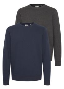 !Solid Rundhalspullover SOLID "Rundhalspullover SDColinreg", Herren, Gr. L, blau (dgm, navy), Obermaterial: 65% Polyester PES. 35% Baumwolle CO., unifarben, normal, Rundhals, Pullover Rundhalspullover